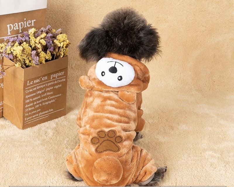 Autumn And Winter Dog Pet Costume Collection: Cozy Coral Fleece Cartoon Style